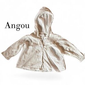 🔵 3/ $15 - Angou White Cotton Eyelet Top with Hood Size 80